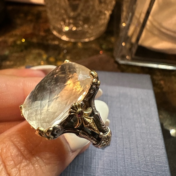 Konstantino Silver and Gold Ring with Clear Gemstone - Picture 1 of 4